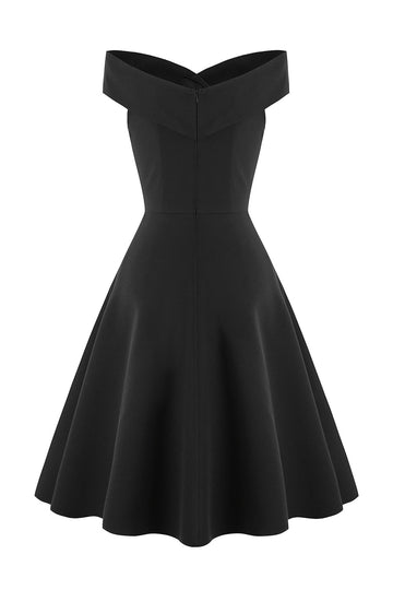 Czarny Krótka Sukienka W Stylu Vintage Z Lat 1950